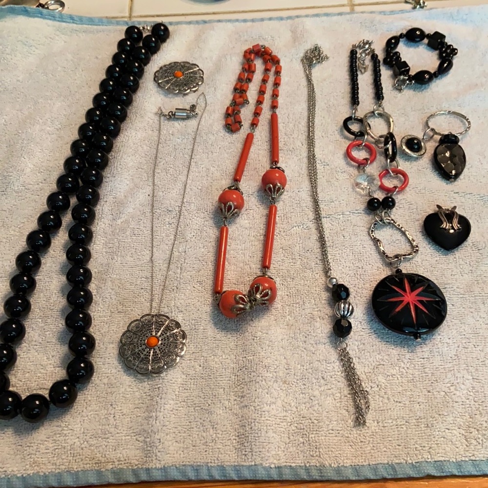 Jewelry Lot #2 Black and Coral Lot